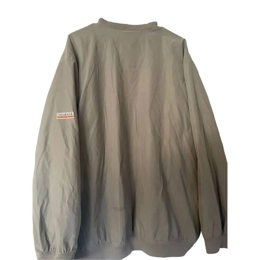 Izod Mens Windbreaker Jacket Pullover Golf Nylon Mesh Lined Tan 2XL